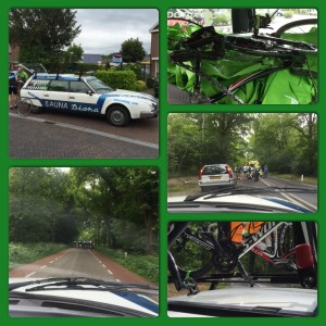 Vanuit de koerswagen.